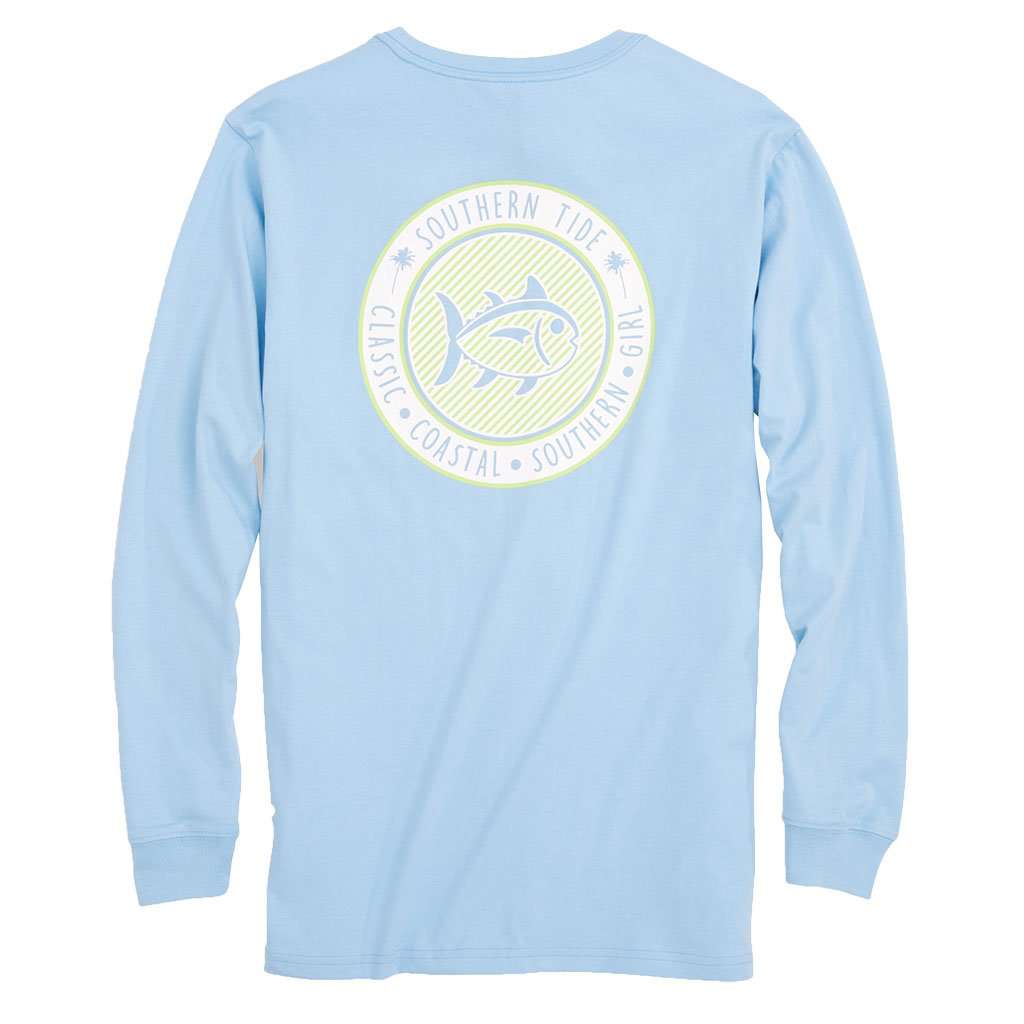Seersucker Skipjack Long Sleeve T-Shirt in Sky Blue by Southern Tide - Country Club Prep