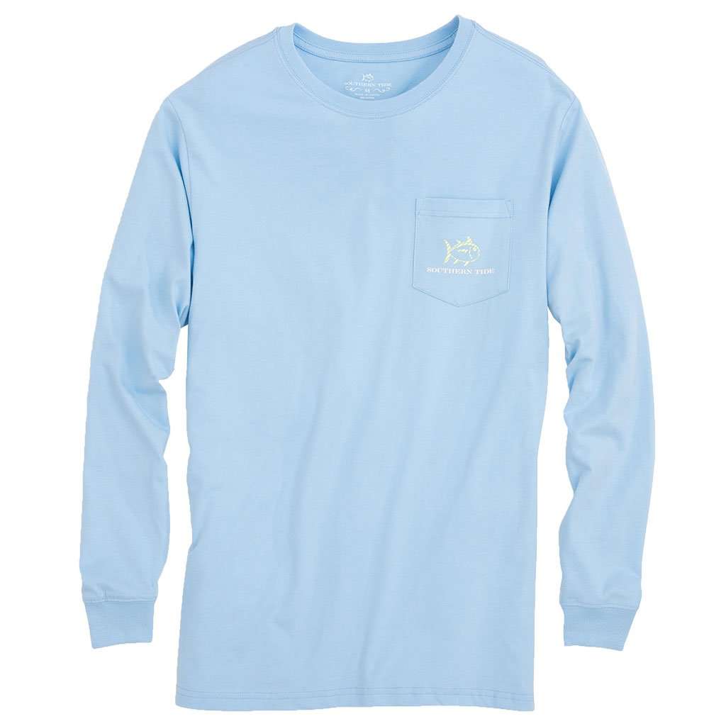 Seersucker Skipjack Long Sleeve T-Shirt in Sky Blue by Southern Tide - Country Club Prep