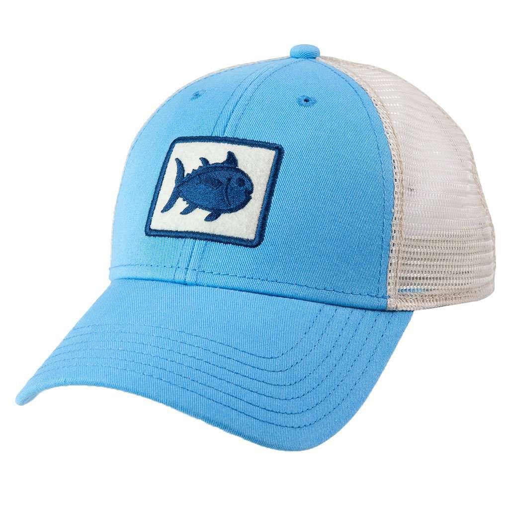 Skipjack Fly Patch Trucker Hat in Ocean Channel by Southern Tide - Country Club Prep