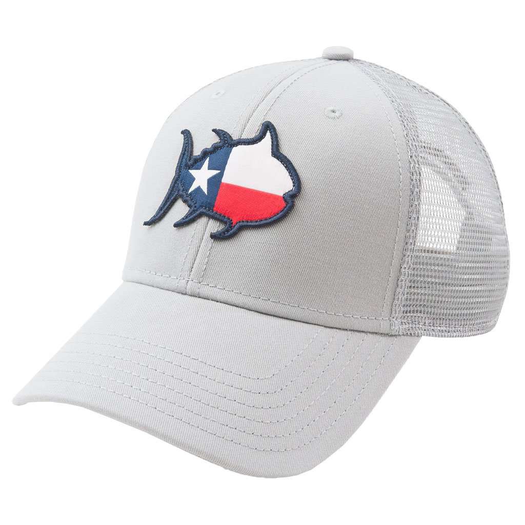 Skipjack State Trucker Hat - TX in Grey by Southern Tide - Country Club Prep