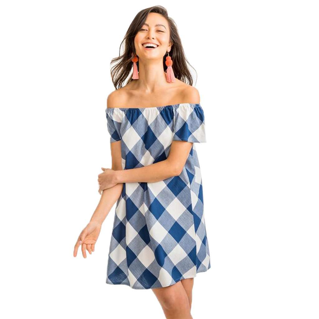 Isabel Grace Plaid Dress in Blue Night by Southern Tide - Country Club Prep