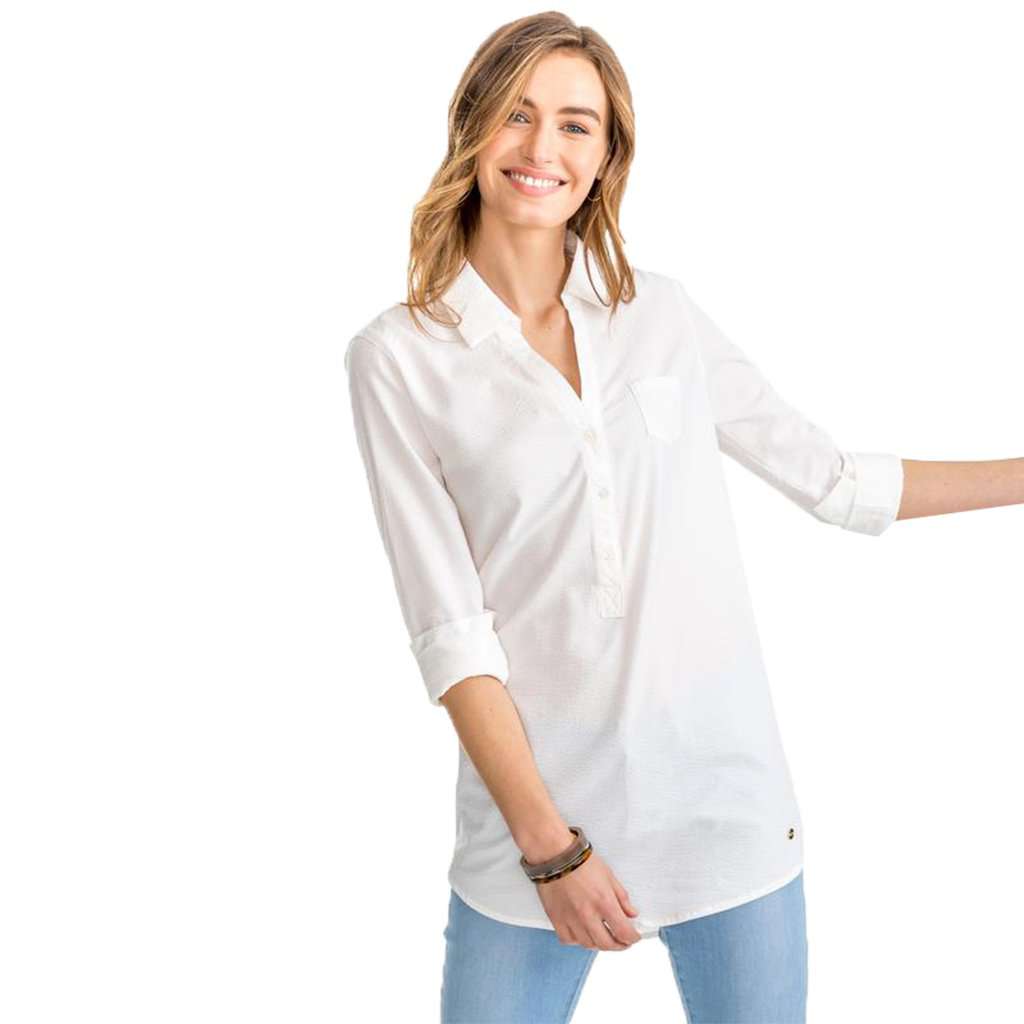 Kasey White Seersucker Tunic by Southern Tide - Country Club Prep