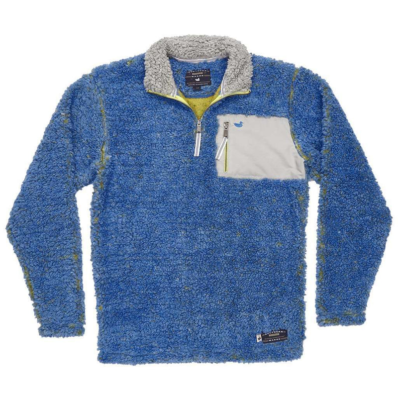 Piedmont Range Sherpa Pullover in French Blue and Mustard by Southern Marsh - Country Club Prep