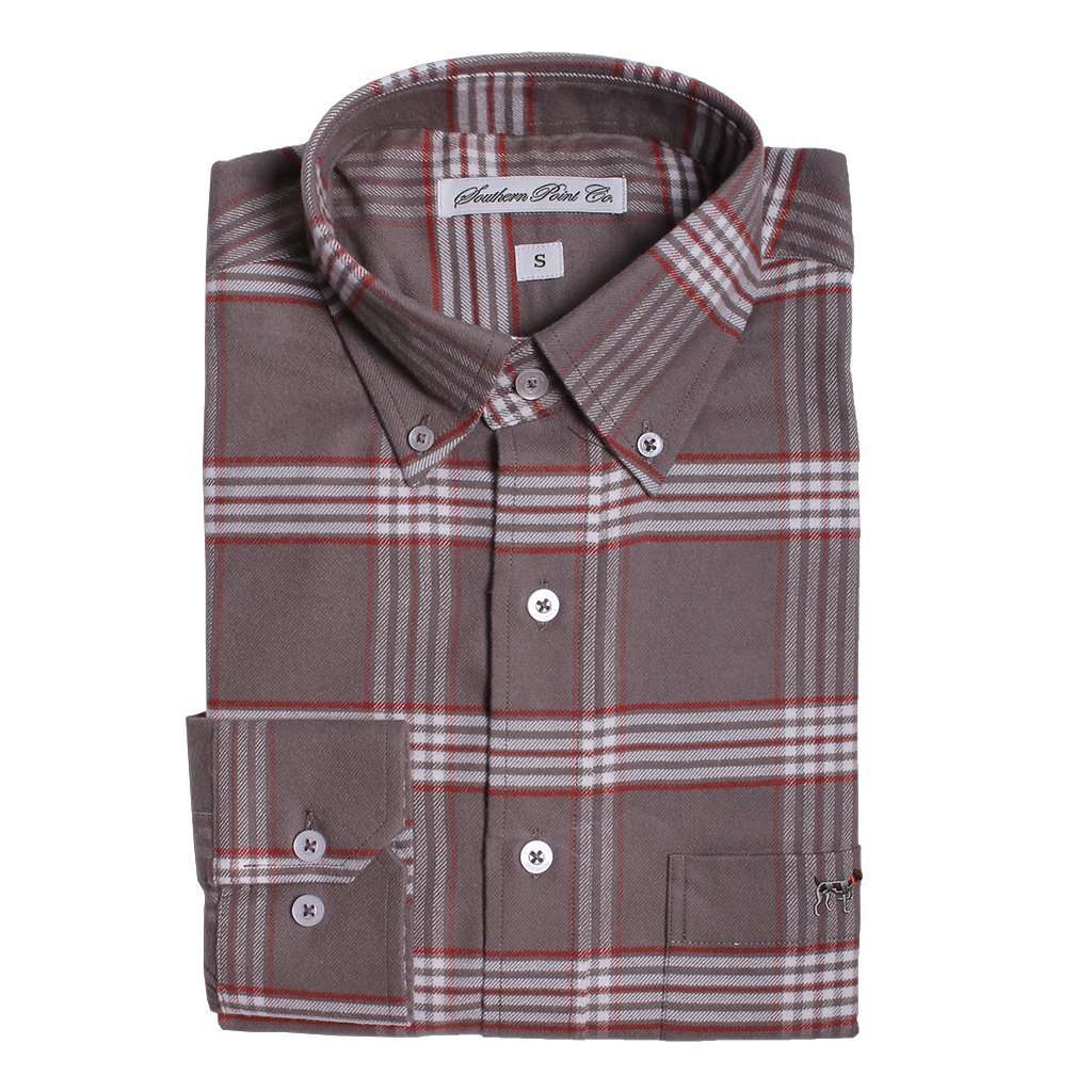 Plantation Flannel in Grey and White Plaid by Southern Point - Country Club Prep