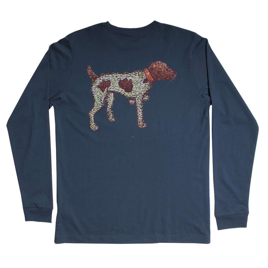 Watercolor Dog Long Sleeve Tee in Vintage Navy by Southern Point - Country Club Prep