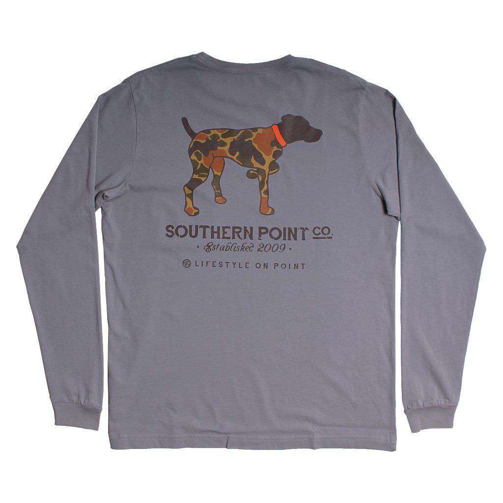 Camouflage Dog Long Sleeve Tee in Grey by Southern Point - Country Club Prep