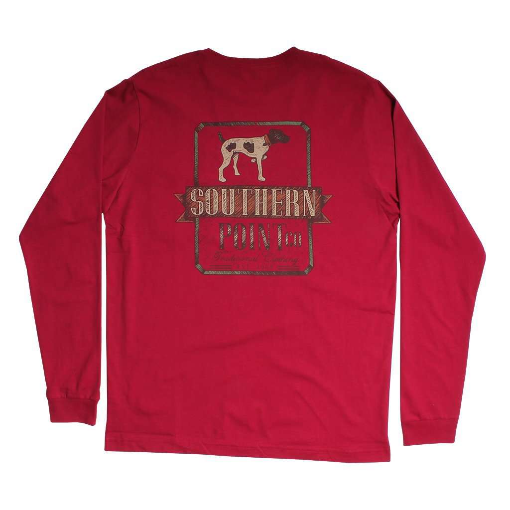Signature Logo Long Sleeve Tee in Cranberry by Southern Point - Country Club Prep
