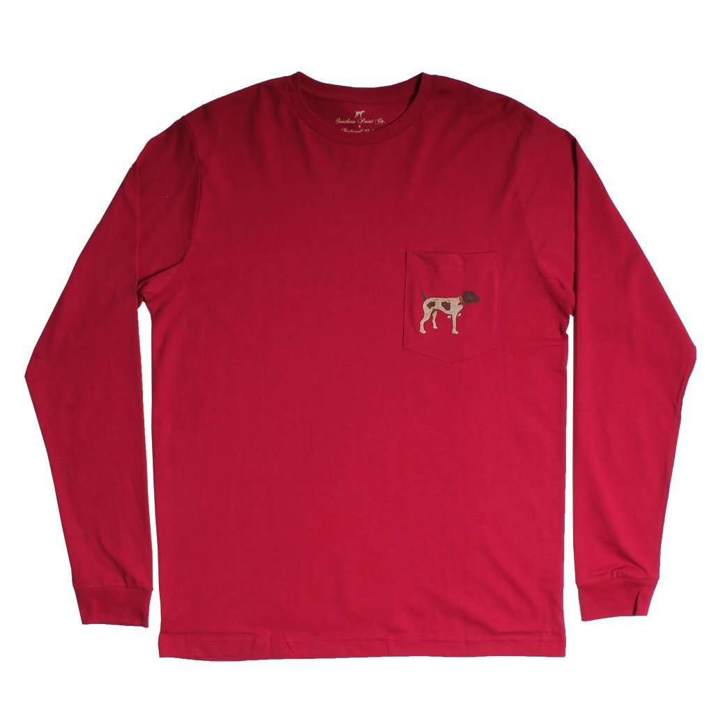 Signature Logo Long Sleeve Tee in Cranberry by Southern Point - Country Club Prep