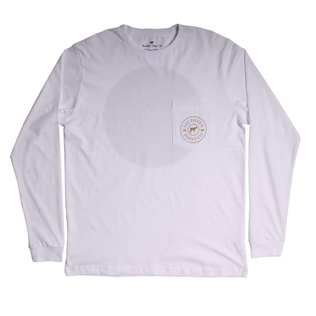 Shotgun Shell Long Sleeve Tee in White by Southern Point - Country Club Prep