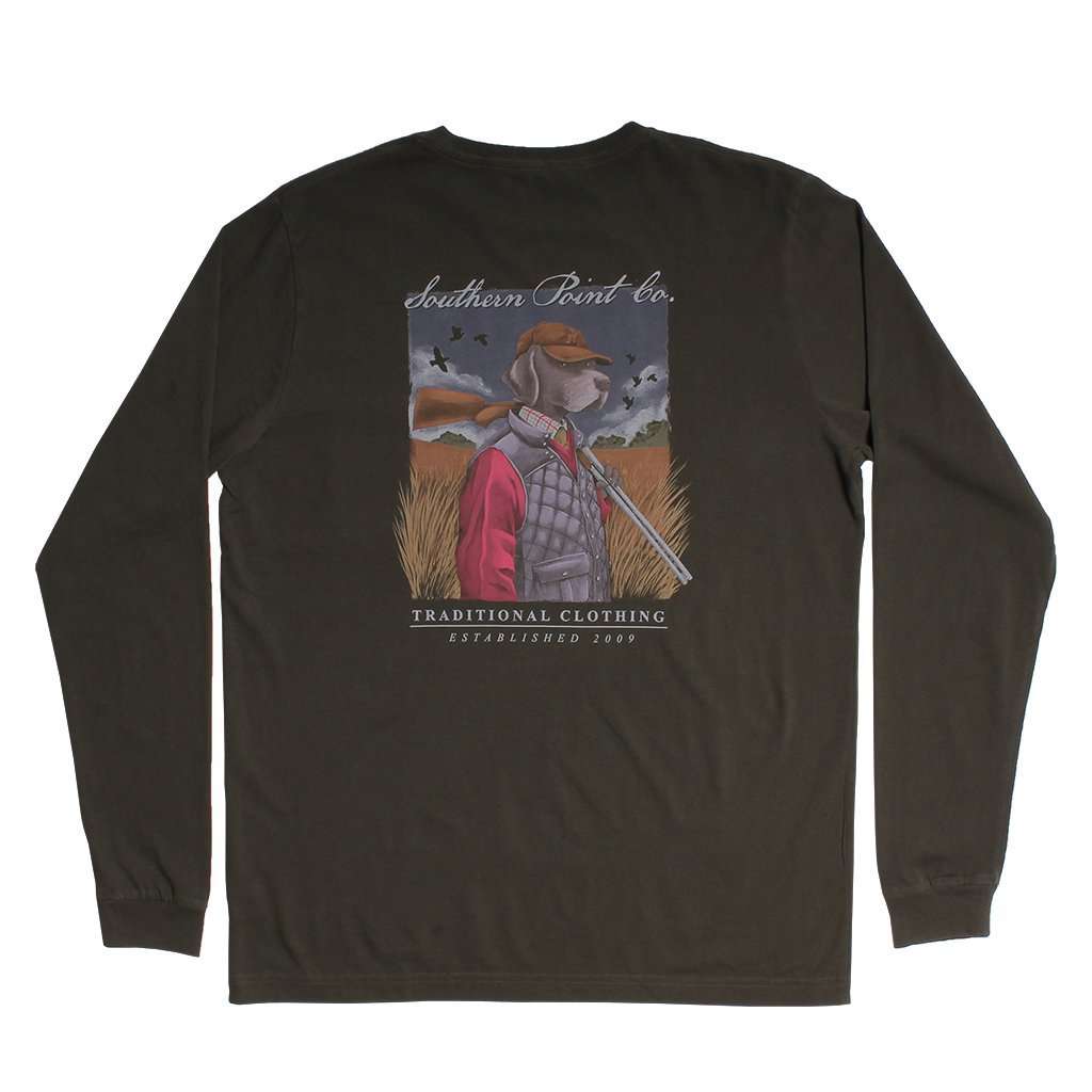 Hunting Dog Long Sleeve Tee in Moss by Southern Point - Country Club Prep