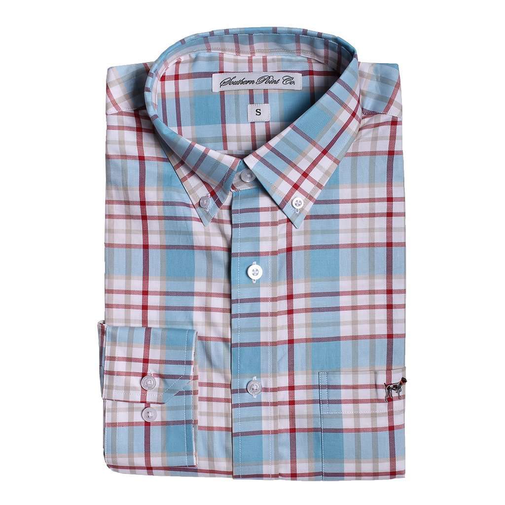 The Hadley Shirt in Light Blue and Red Plaid by Southern Point - Country Club Prep