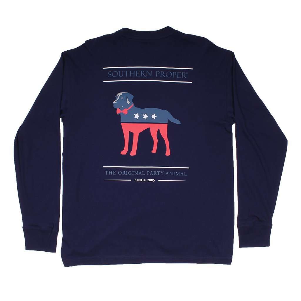 Party Animal Long Sleeve Tee in Midnight Blue by Southern Proper - Country Club Prep