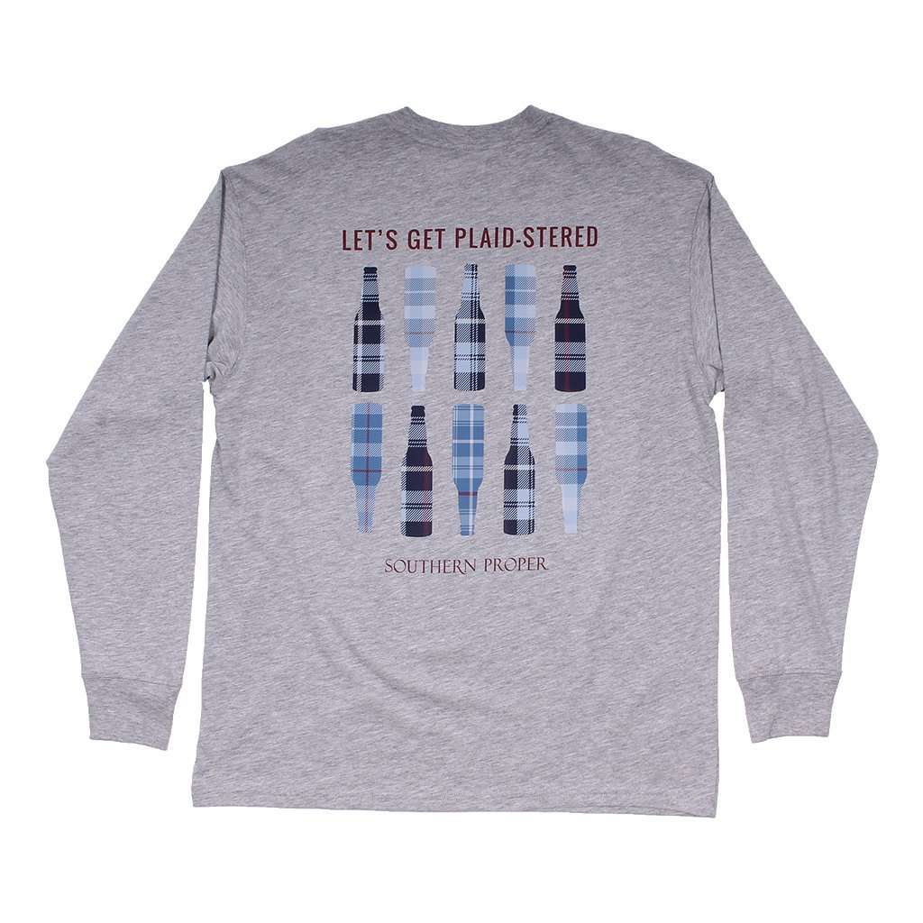 Plaid-stered Long Sleeve Tee in Heather Grey by Southern Proper - Country Club Prep