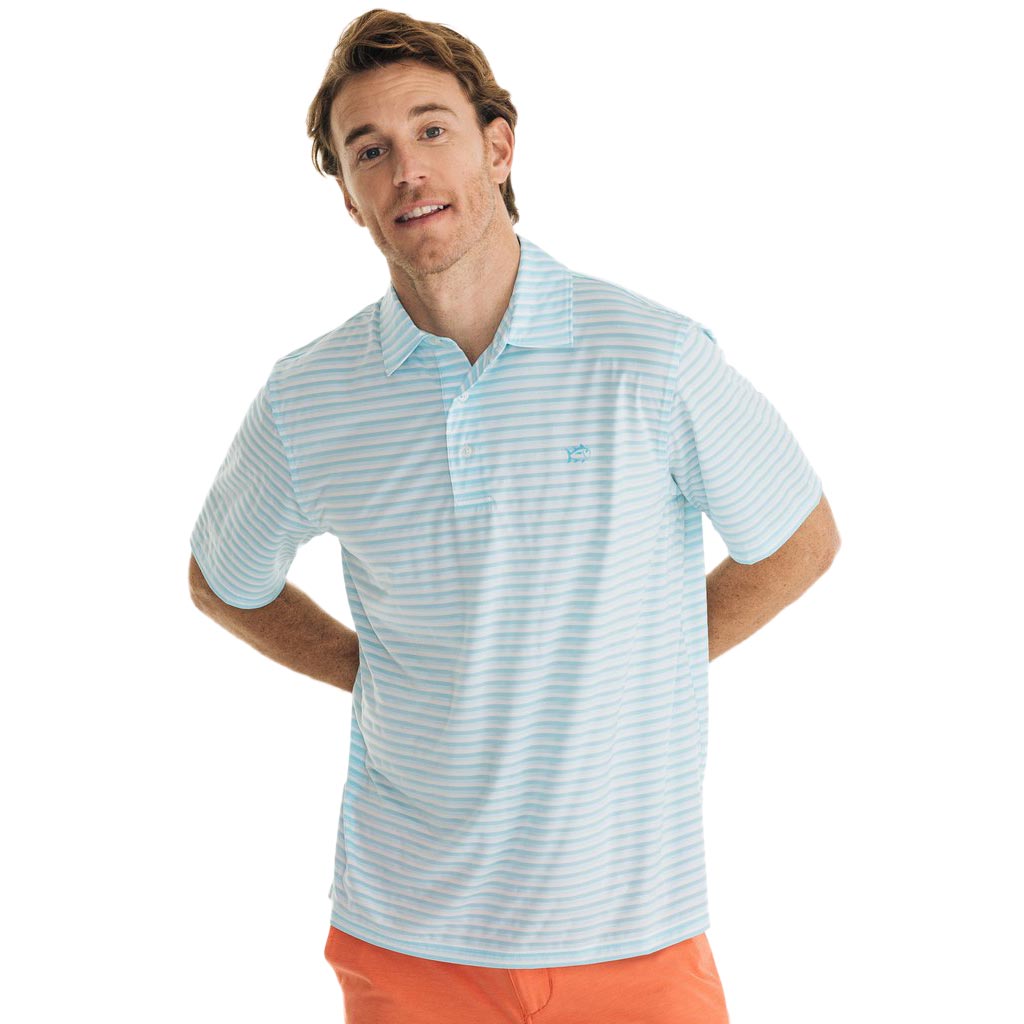 Heathered Driver Striped Brrr Performance Polo by Southern Tide - Country Club Prep