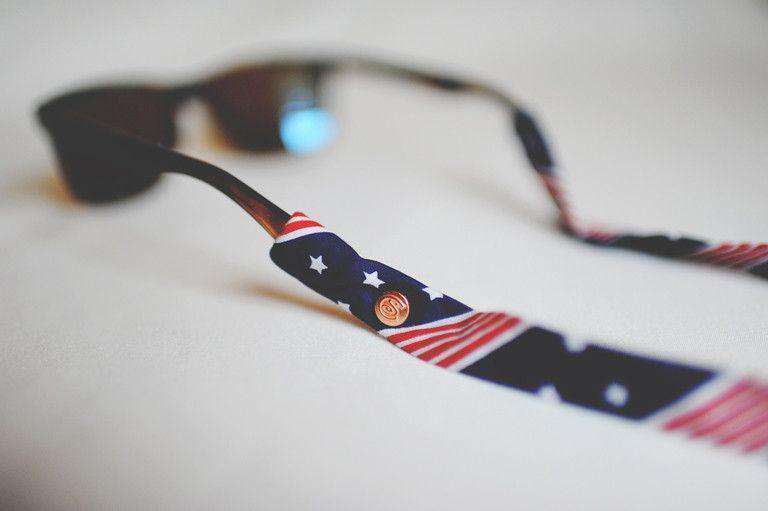 American Flag (Navy Stars) Sunglass Straps by CottonSnaps - Country Club Prep
