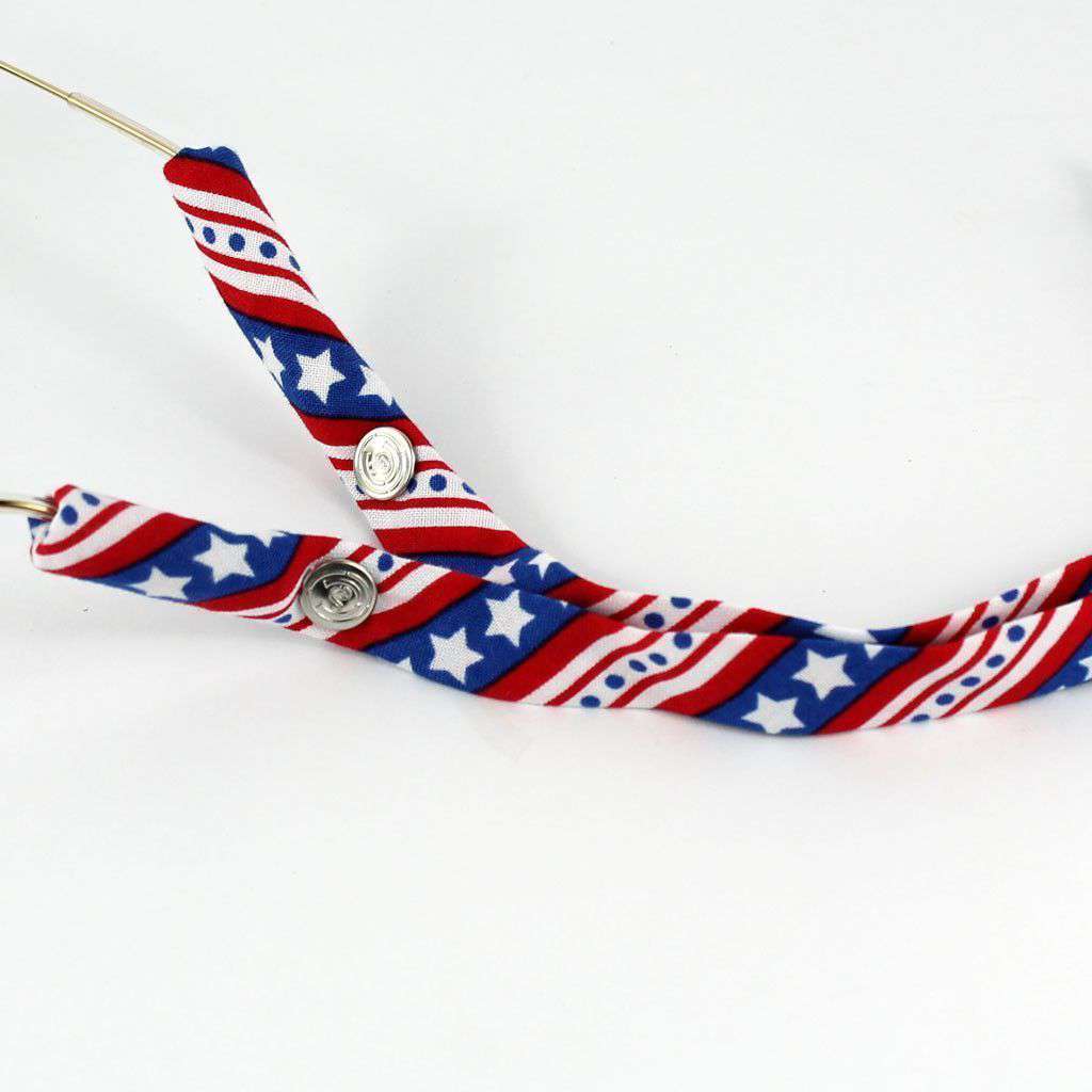 American Flag (Red Stars) Sunglass Straps by CottonSnaps - Country Club Prep