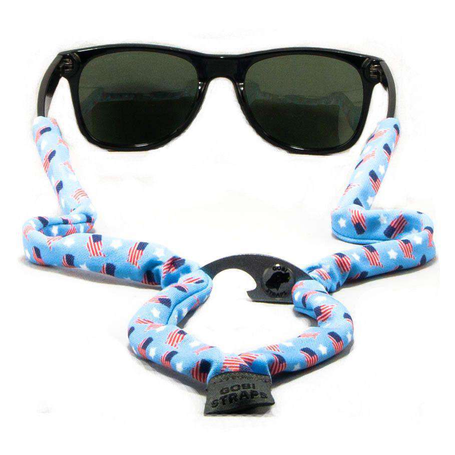 Blue Stars & Flags Bottle Opener Sunglass Straps by Gobi Straps - Country Club Prep