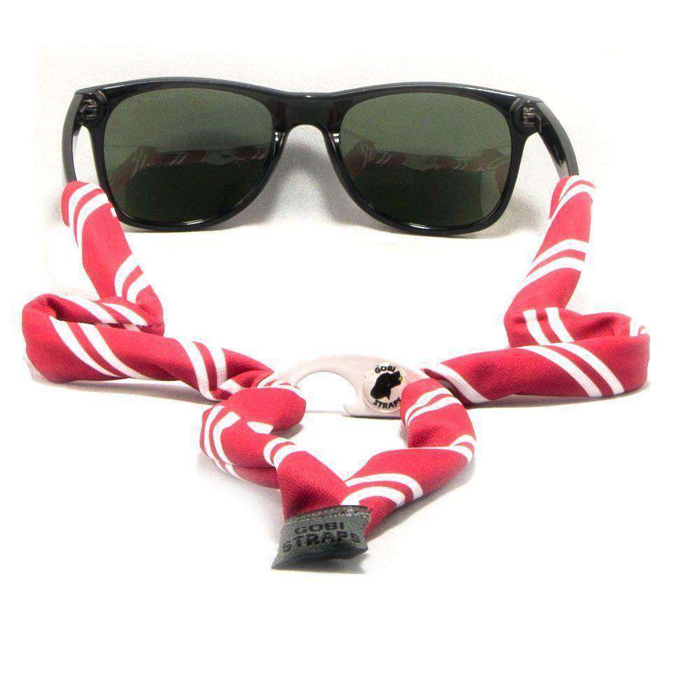 Crimson & White Bottle Opener Sunglass Straps by Gobi Straps - Country Club Prep