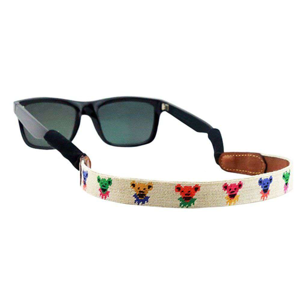 Dancing Bear Needlepoint Sunglass Straps in Oatmeal by Smathers & Branson - Country Club Prep