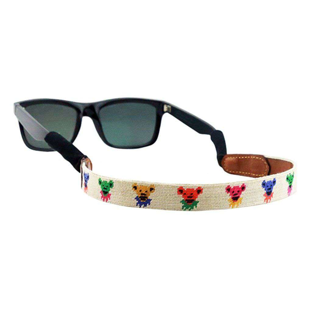Dancing Bear Needlepoint Sunglass Straps in Oatmeal by Smathers & Branson - Country Club Prep