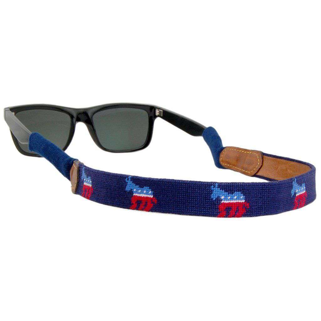 Democrat Needlepoint Sunglass Straps in Dark Navy by Smathers & Branson - Country Club Prep