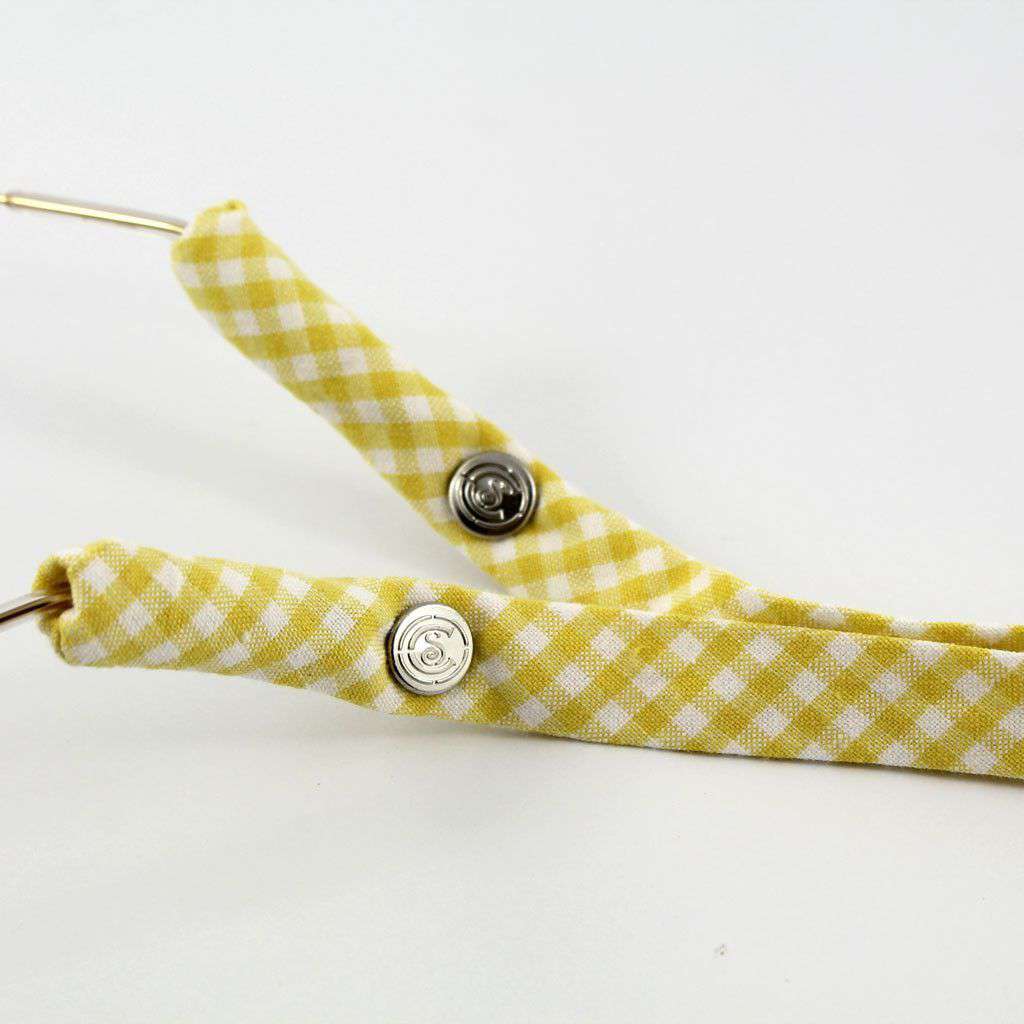 Generation 2.0 Gingham Sunglass Straps in Yellow by CottonSnaps - Country Club Prep