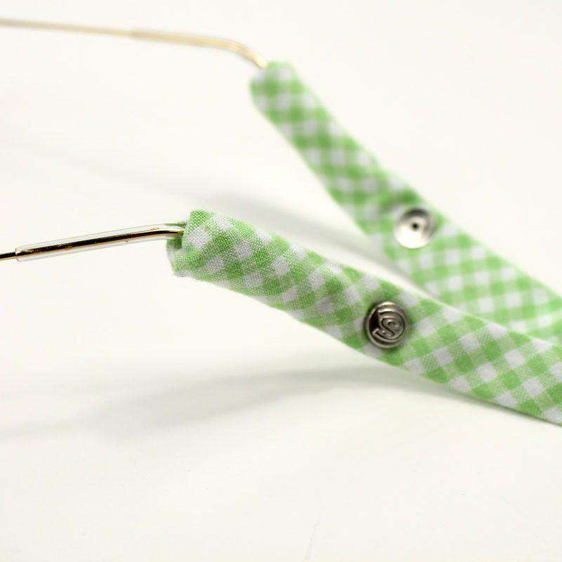 Gingham Generation 2.0 Sunglass Straps in Lime Green by CottonSnaps - Country Club Prep