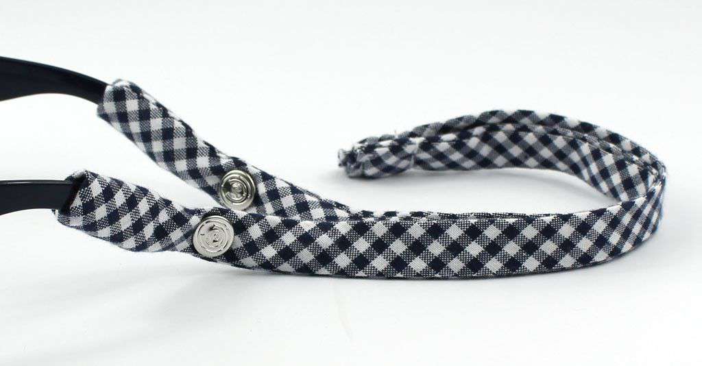 Gingham Generation 2.0 Sunglass Straps in Navy by CottonSnaps - Country Club Prep