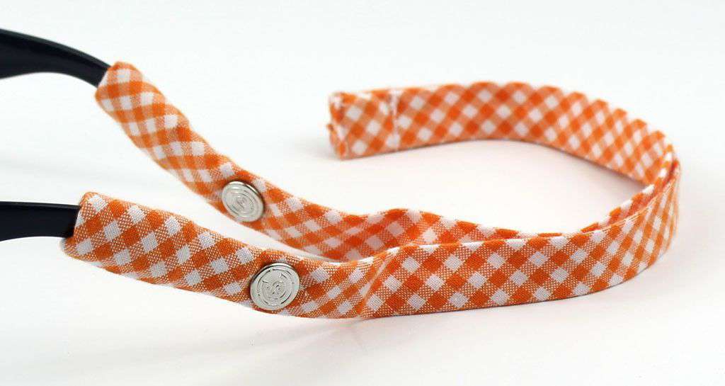Gingham Generation 2.0 Sunglass Straps in Orange by CottonSnaps - Country Club Prep