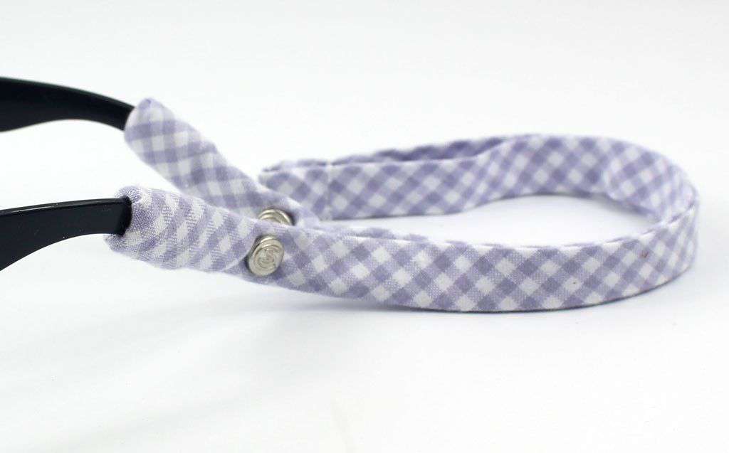 Gingham Sunglass Straps in Lavender by CottonSnaps - Country Club Prep