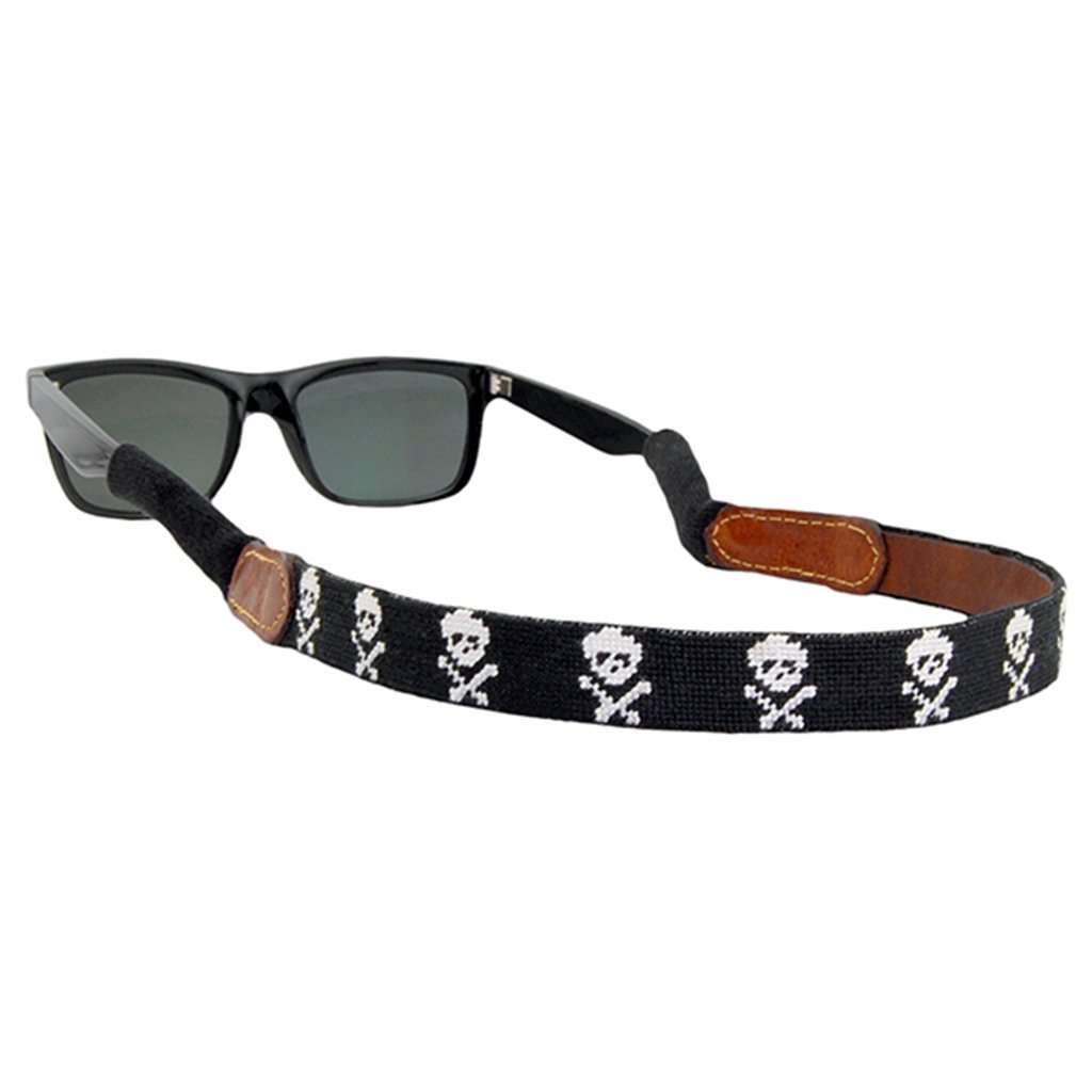 Jolly Roger Needlepoint Sunglass Straps in Black by Smathers & Branson - Country Club Prep