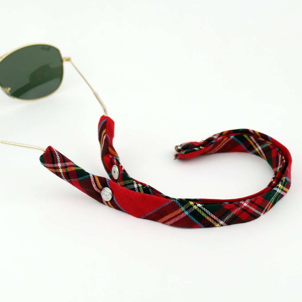 MacIntosh Plaid Sunglass Straps in Red and Green by CottonSnaps - Country Club Prep