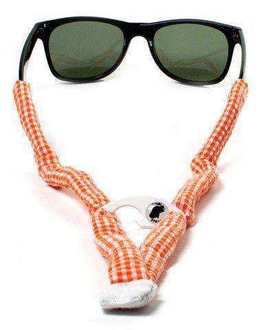 Orange Seersucker Bottle Opener Sunglass Straps by Gobi Straps - Country Club Prep