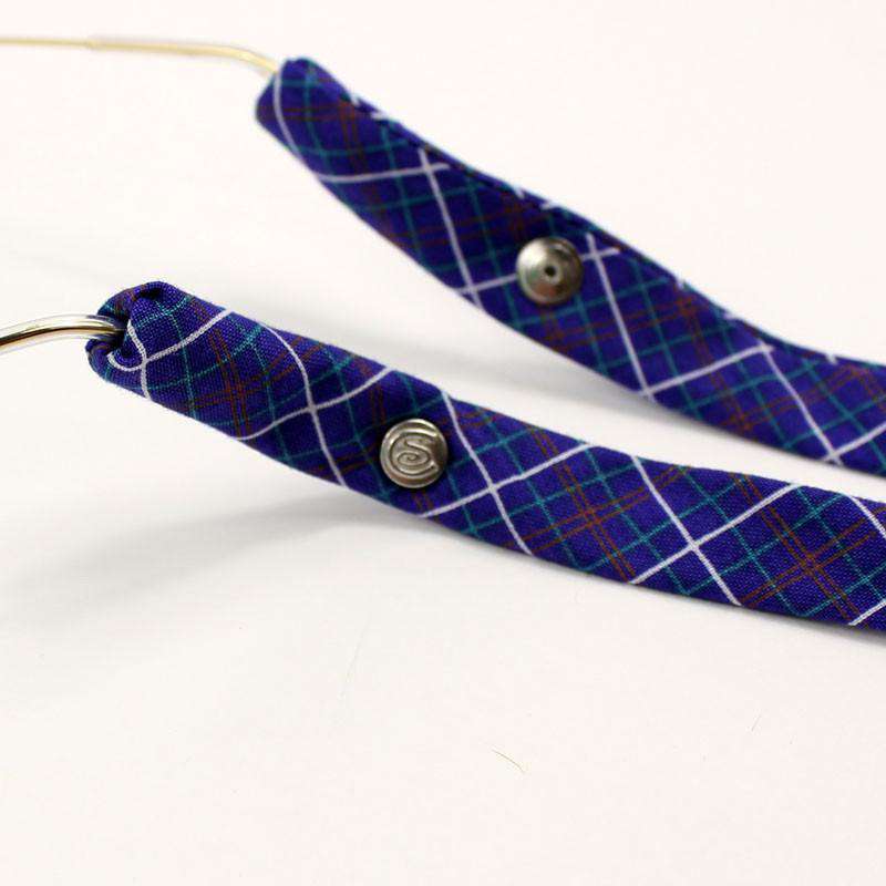 Plaid Sunglass Straps in Purple/Blue and White by CottonSnaps - Country Club Prep