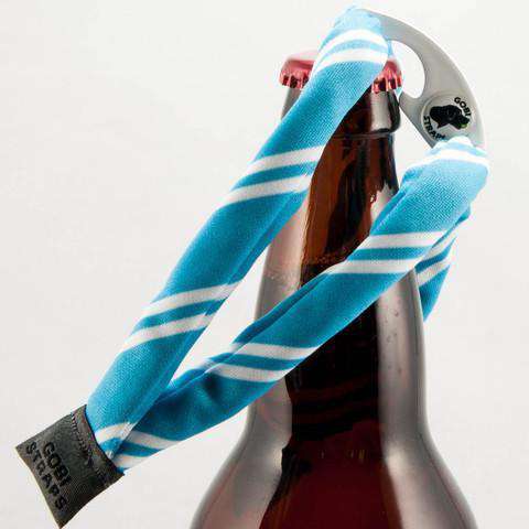 Powder Blue & White Striped Bottle Opener Sunglass Straps by Gobi Straps - Country Club Prep
