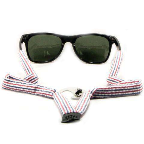 Red, White & Blue Seersucker Bottle Opener Sunglass Straps by Gobi Straps - Country Club Prep