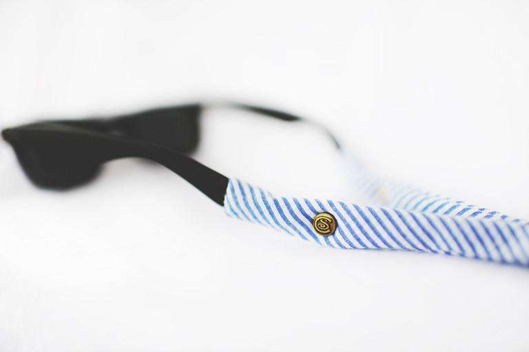 Seersucker Generation 2.0 Sunglass Straps in Navy Blue by CottonSnaps - Country Club Prep