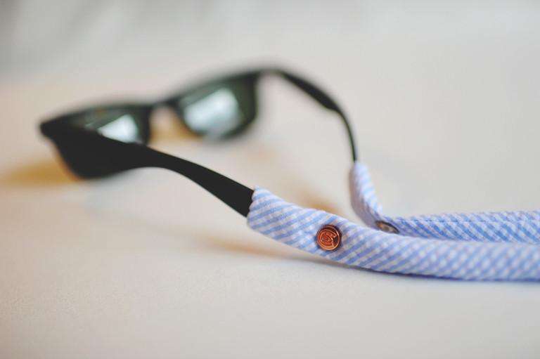 Seersucker Generation 2.0 Sunglass Straps in Sky Blue by CottonSnaps - Country Club Prep