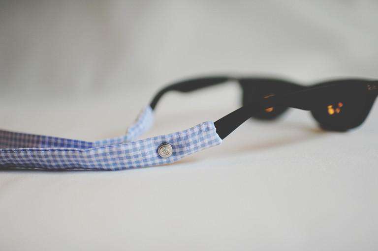 Seersucker Gingham Sunglass Straps in Light Blue by CottonSnaps - Country Club Prep