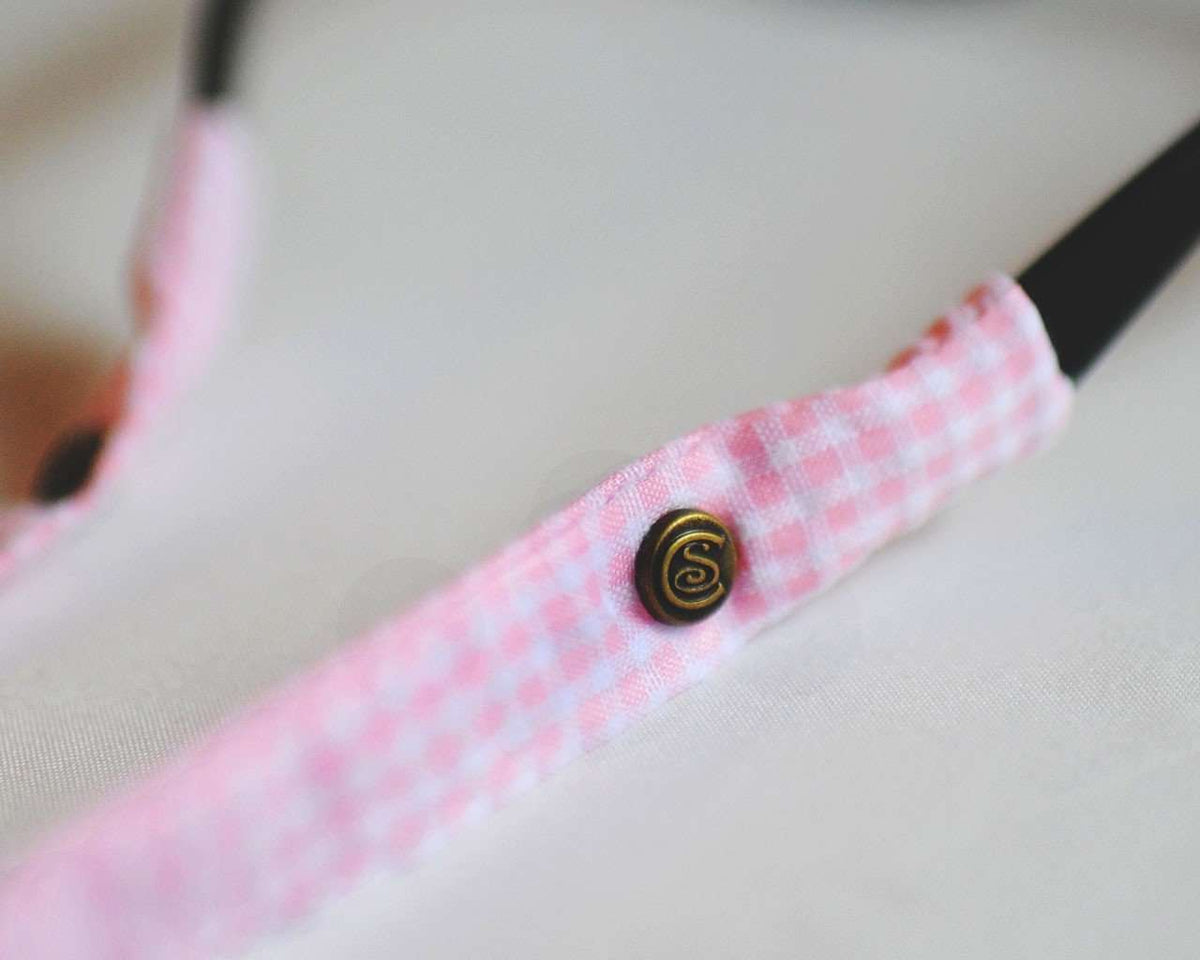 Seersucker Gingham Sunglass Straps in Pink by CottonSnaps - Country Club Prep