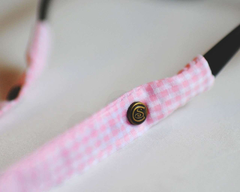 Seersucker Gingham Sunglass Straps in Pink by CottonSnaps - Country Club Prep
