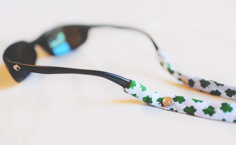 Shamrock the Party Sunglass Straps in White and Green by CottonSnaps - Country Club Prep