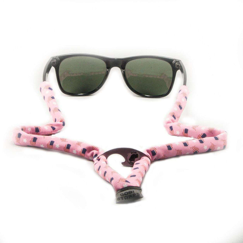 Stars & Flags Bottle Opener Sunglass Straps in Pink by Gobi Straps - Country Club Prep