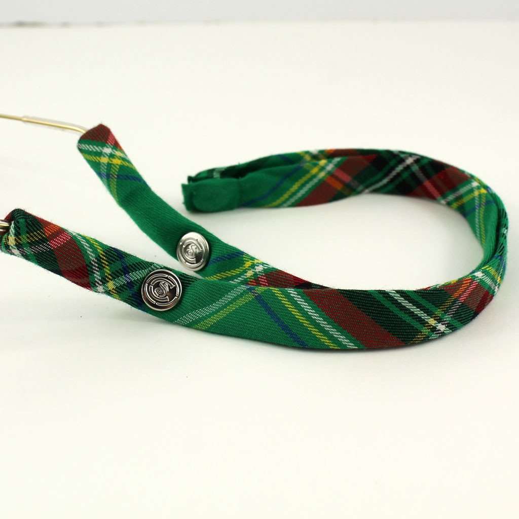Summer Plaid Generation 2.0 Sunglass Straps in Green and Red Plaid by CottonSnaps - Country Club Prep