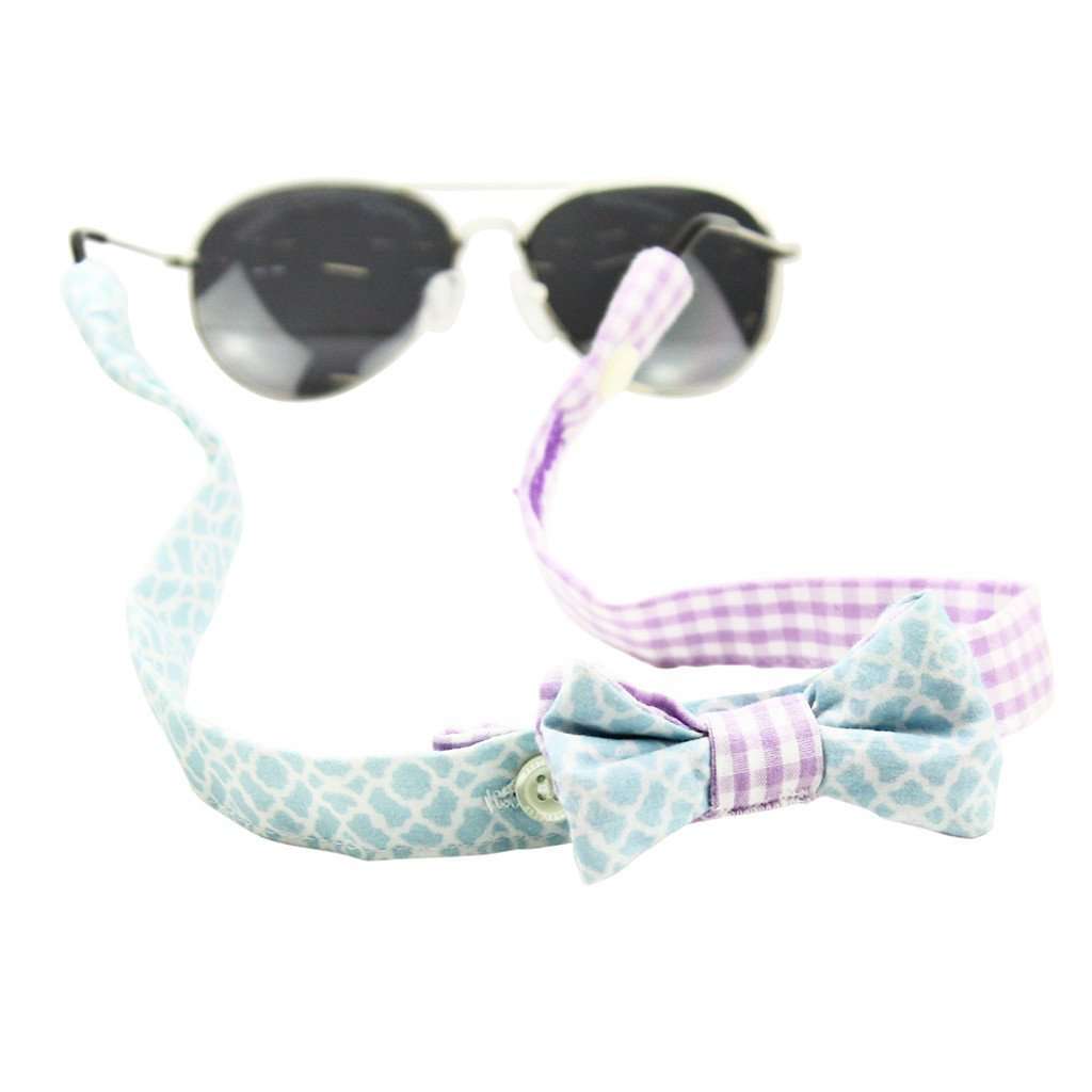 Sunglass Straps in The Cindy & 1/8" Lilac Gingham by Fraternity Collection - Country Club Prep