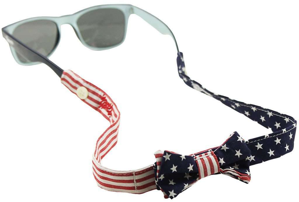 Sunglass Straps in White Stars & Red Stripes by Fraternity Collection - Country Club Prep