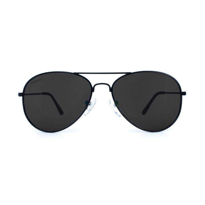 Black Mile High Aviators with Polarized Smoke Lenses by Knockaround - Country Club Prep