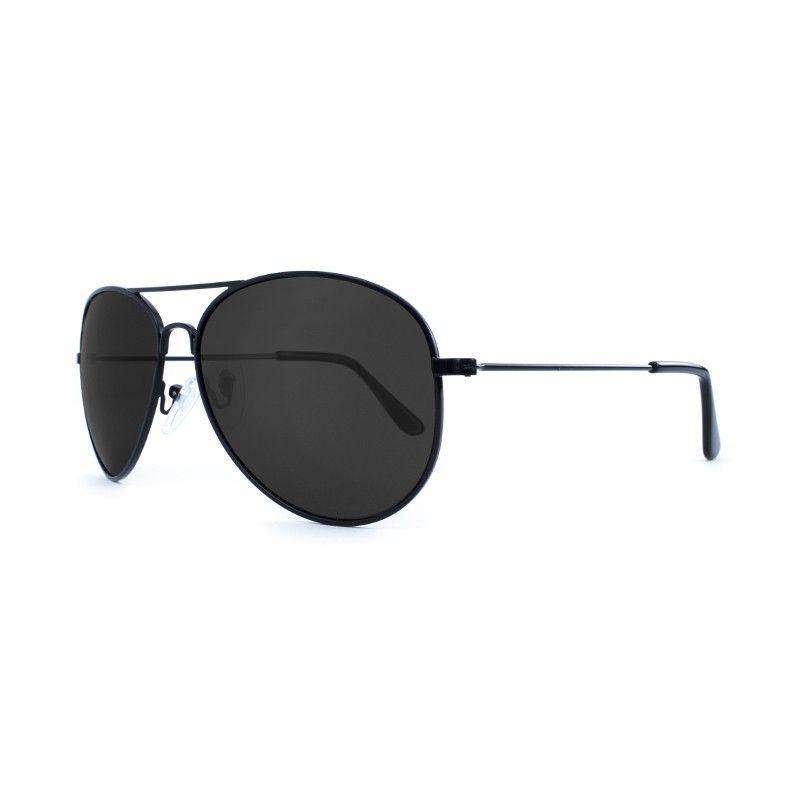 Black Mile High Aviators with Polarized Smoke Lenses by Knockaround - Country Club Prep