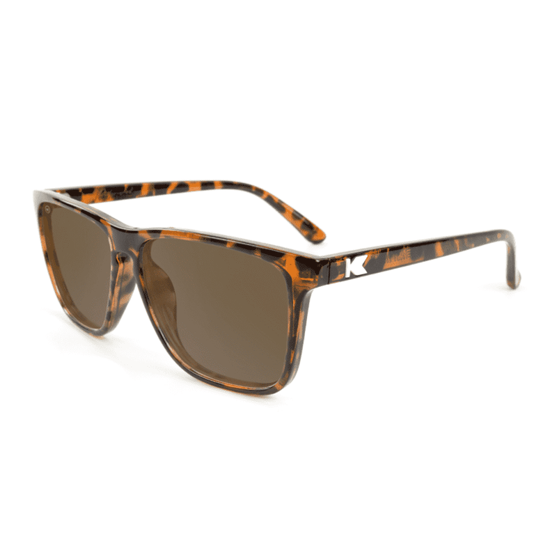 Fast Lane Glossy Tortoise Shell Sunglasses with Polarized Amber Lenses by Knockaround - Country Club Prep