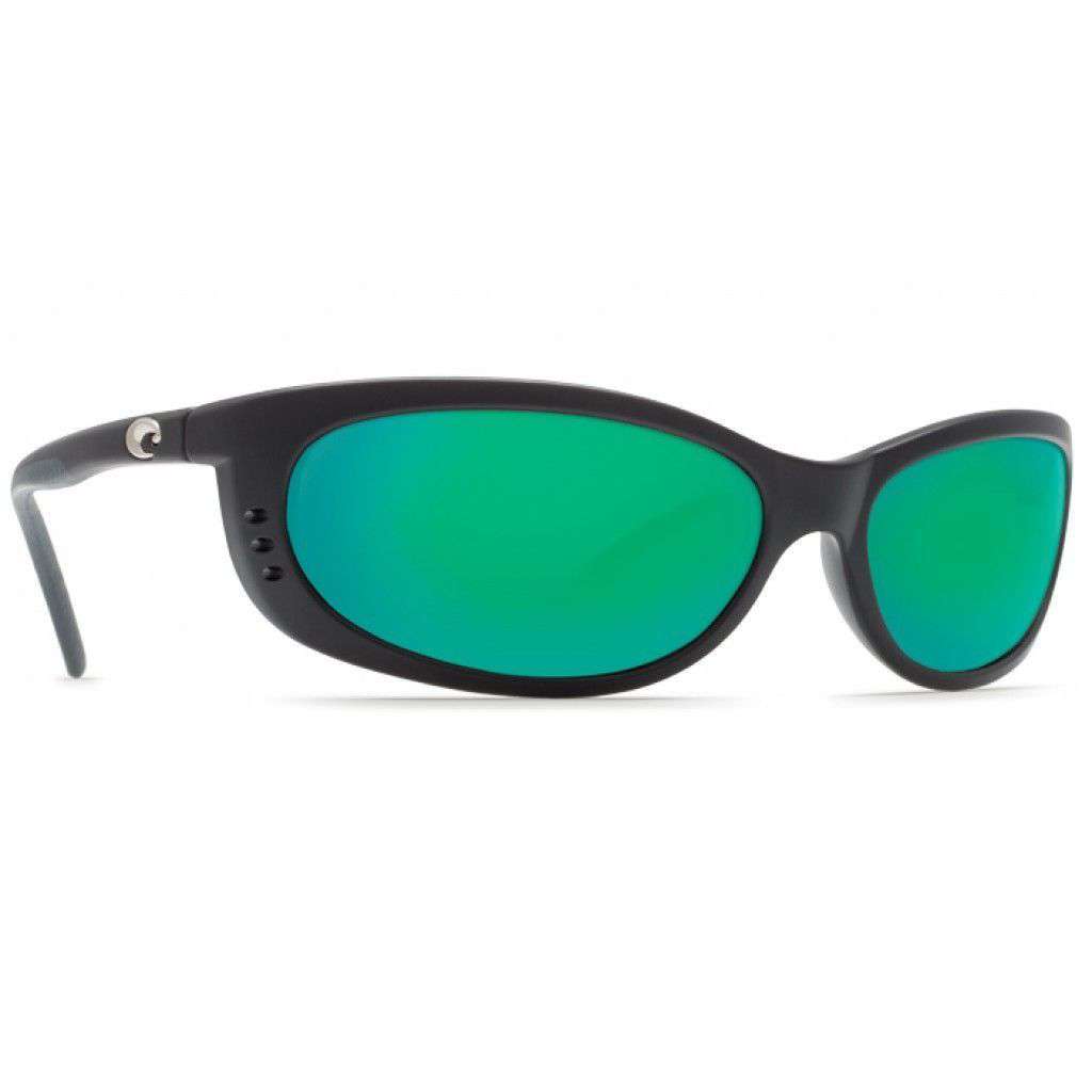 Fathom Matte Black Sunglasses with Green Mirror 400G Lenses by Costa Del Mar - Country Club Prep